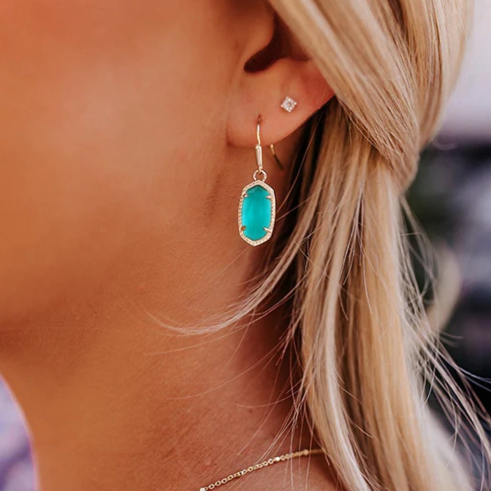Kendra Scott Lee Periwinkle Earrings Silver Tone - Picture 5 of 5